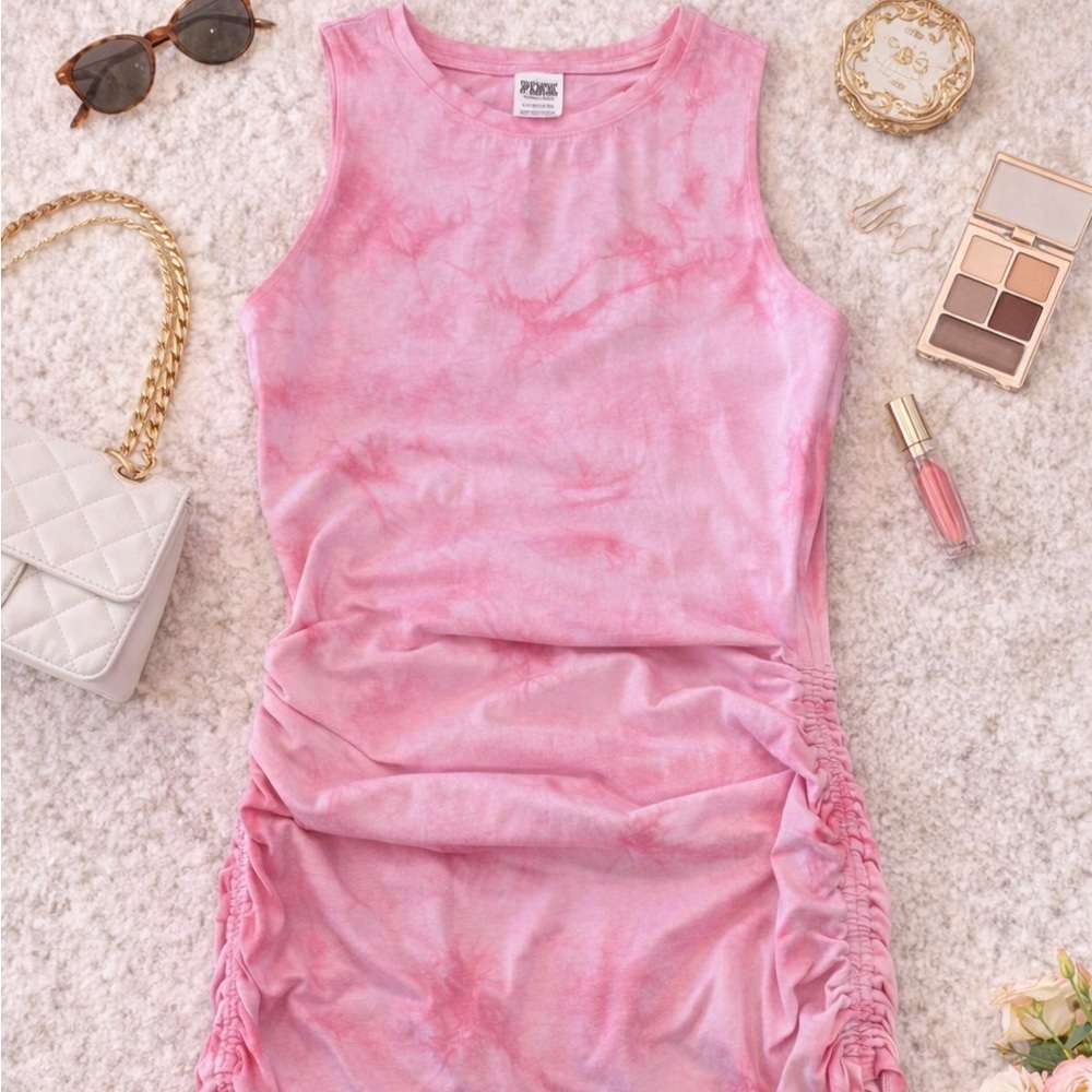 PINK Victoria’s Secret Pink Tie Dye Ruched Mini Dress Small